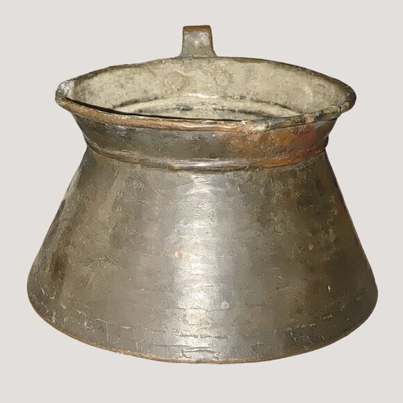 Pot Cauldron Patina Antique Rustic Copper Pitcher Pure Pour Solid Rivet Handle - Picture 6 of 8